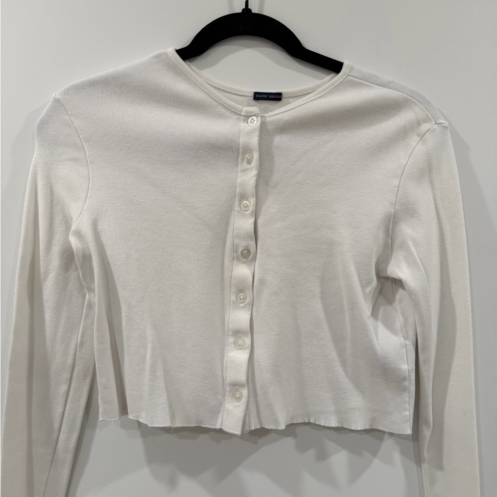 Brandy Melville White Cropped Cardigan
